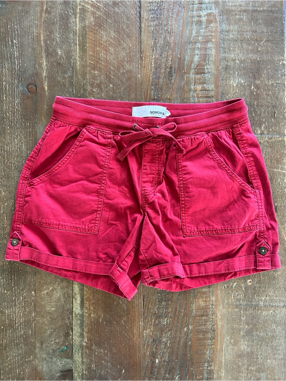 Sonoma Women’s RedDrawstring Pull-On Cargo Shorts - Size 8 Medium